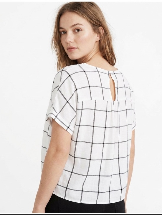 Herinbe Tu Tops - Herinbe Tu Crop Blouse Medium Grid Tie-Front Top